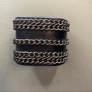 Black faux leather wrap around bracelet